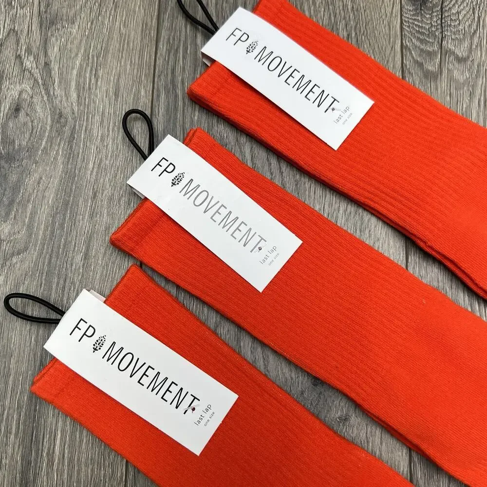 3 Pack Free People FP Movement Last Lap Tube Socks Lucky Honey Orange One Size